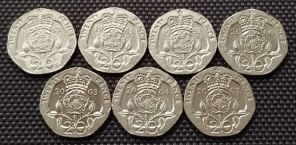 Коллекція 7 монет 20 пенсів