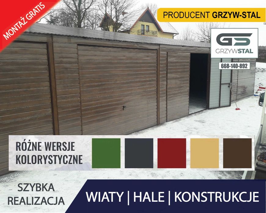 GARAŻ BLASZANY -ORZECH -Garaże Blaszane -Magazyn Rolniczy -GRZYWSTAL