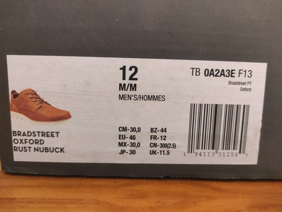Timberland BradStreet Oxford homem (tamanho 46) + Oferta Kit limpeza