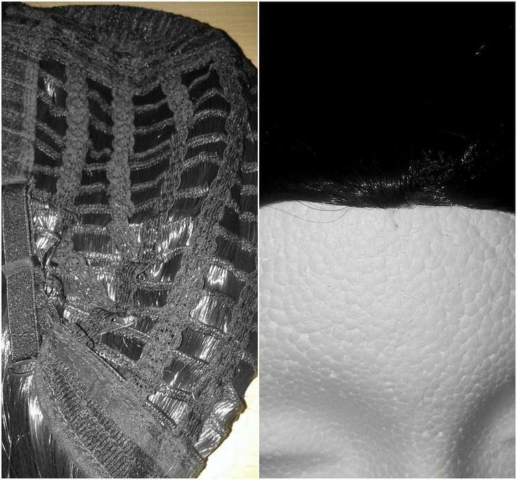 Czarna krótka peruka z kitką samurai wojownik krótki czarny wig