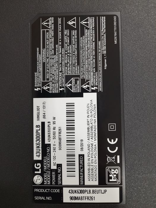 Barras led tv LG 43UK6300PLB