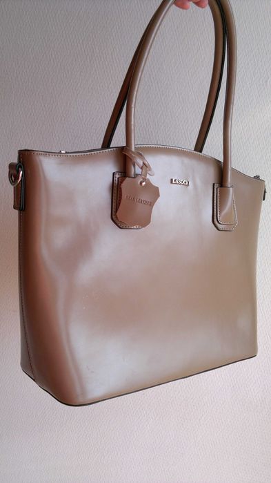 Beżowa torba duża shopper skóra naturalna Lasocki