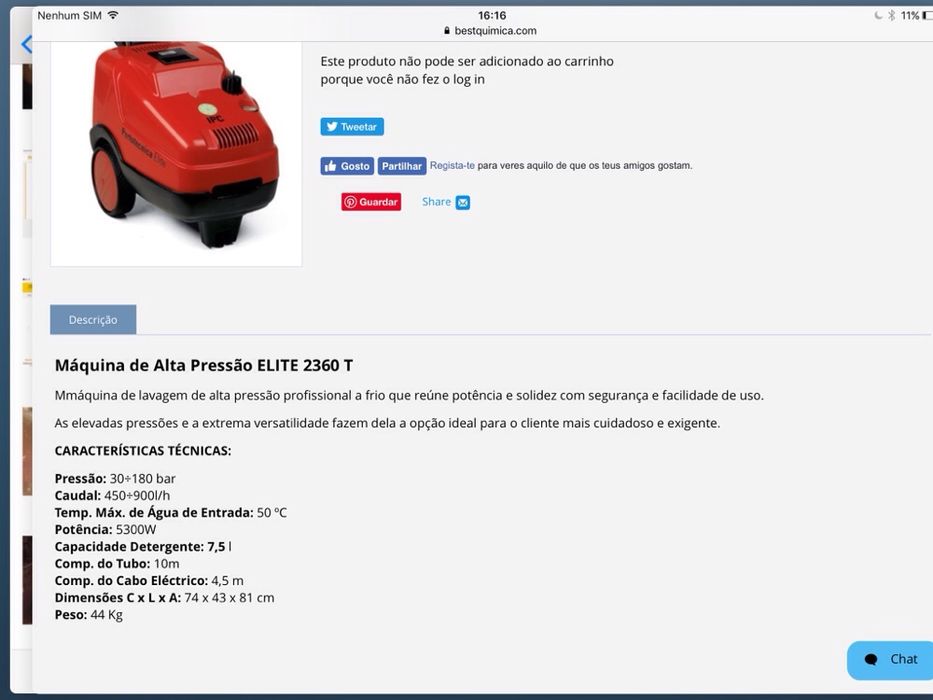 Maq lavar à pressão Portotécnica Elite 2360T 180bar trif.