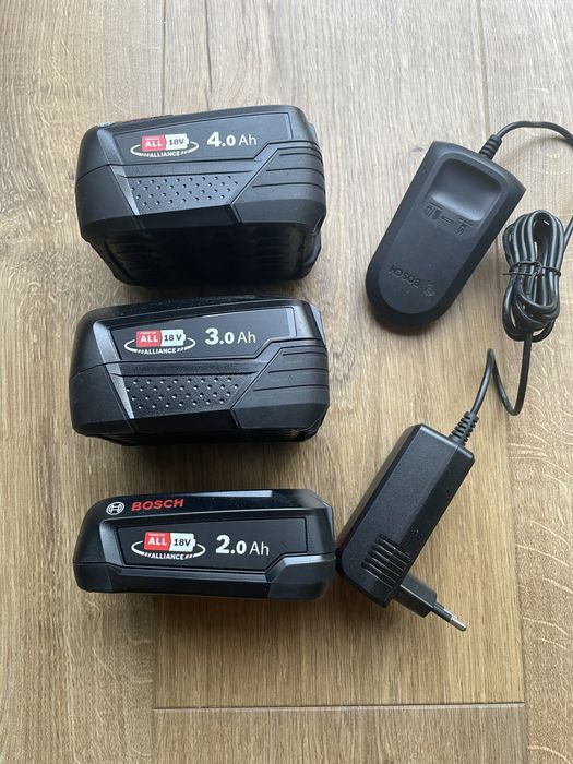 Zestaw baterii + ładowarka Bosch alliance 18v 2, 3, 4 ah pba 18v