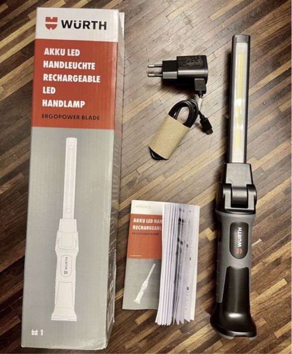 1000lm Wurth ErgoPower lampa warsztatowa LED IP65 2600mAh magnes USB-C