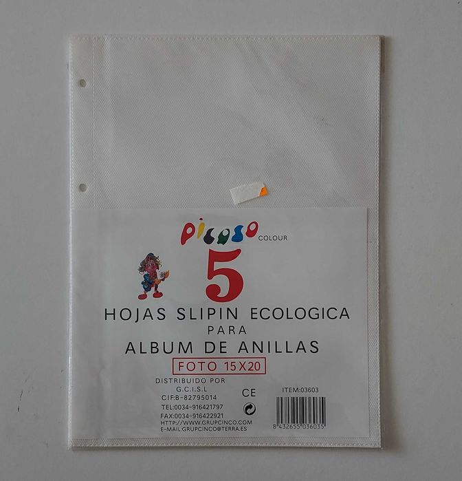 Folhas de arquivo para postais, fotos, etc.