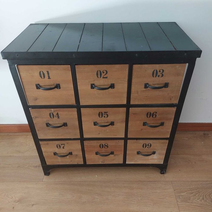 Móvel estilo industrial madeira e metal - 78x75x35 cm