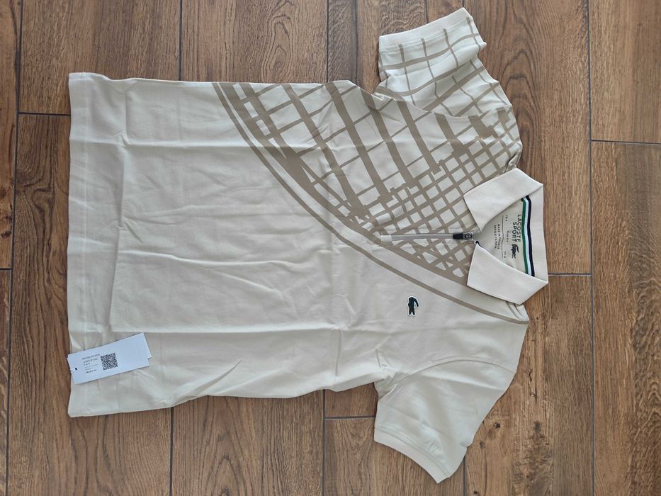 Nowa koszulka męska polo Lacoste M bawełna beżowa