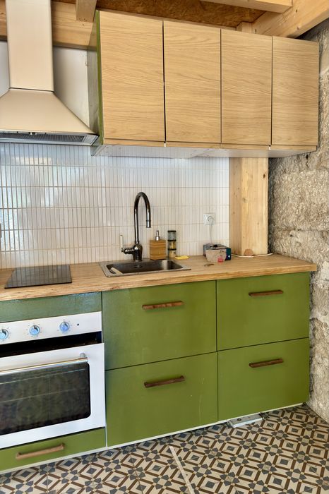 Cozinha completa verde musgo + placa de indução + exaustor