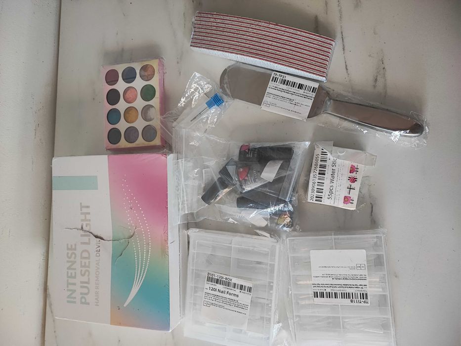 lote de artigos para unhas e maquina para remoçao de pelos