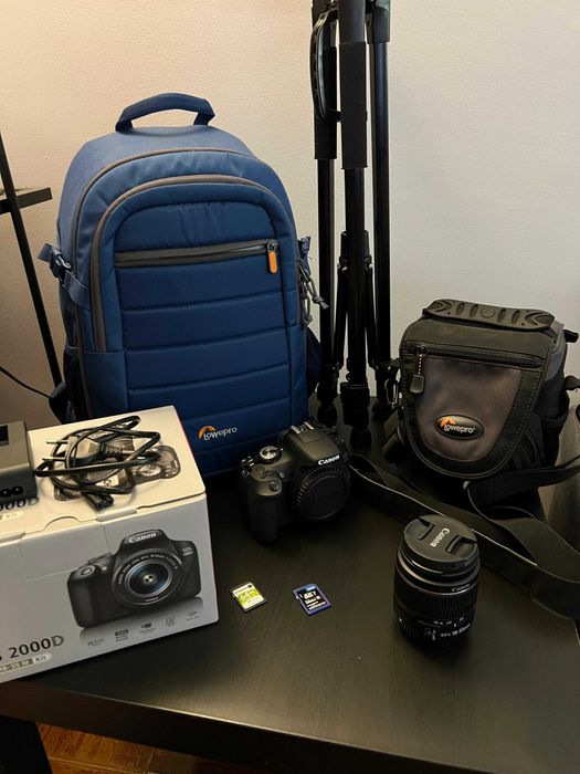 Kit Canon 2000D na Garantia + Acessórios.