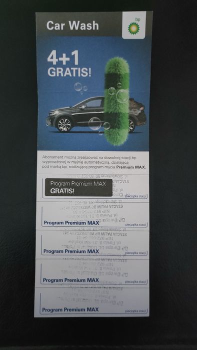 Karnet myjnia 5x BP PREMIUM MAX -ważny bezterminowo