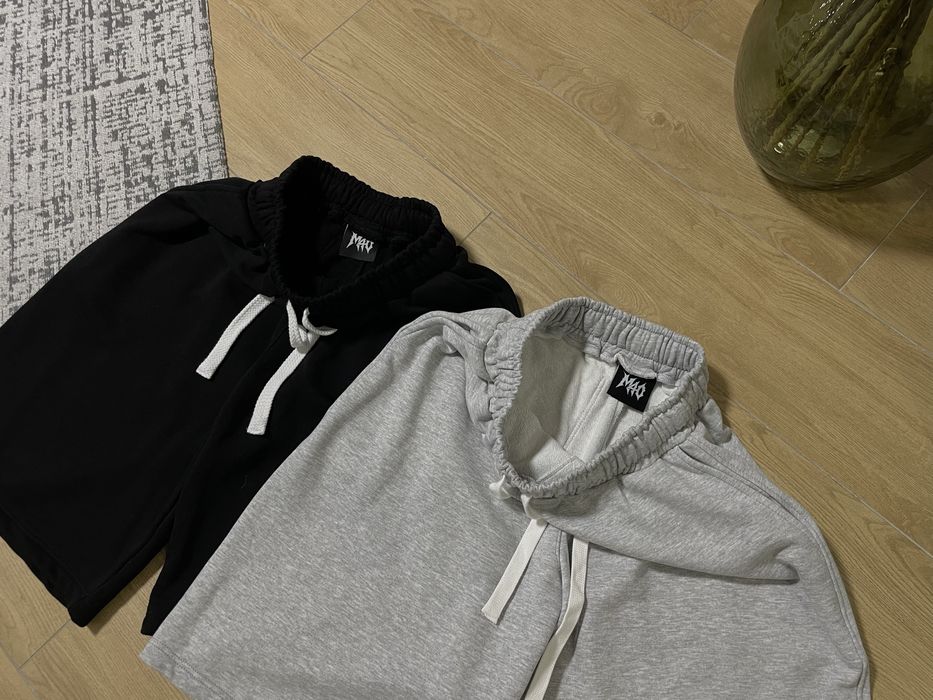 Широкі котонові шорти BAGGY LOOSE FIT sweatpants swetshorts широкие бегги шорты черные серые M L XL ultra baggy wide skater style cotton shorts