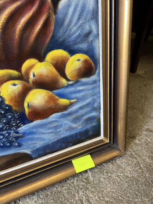 Obraz olejny na płótnie- martwa natura z owocami i kwiatami