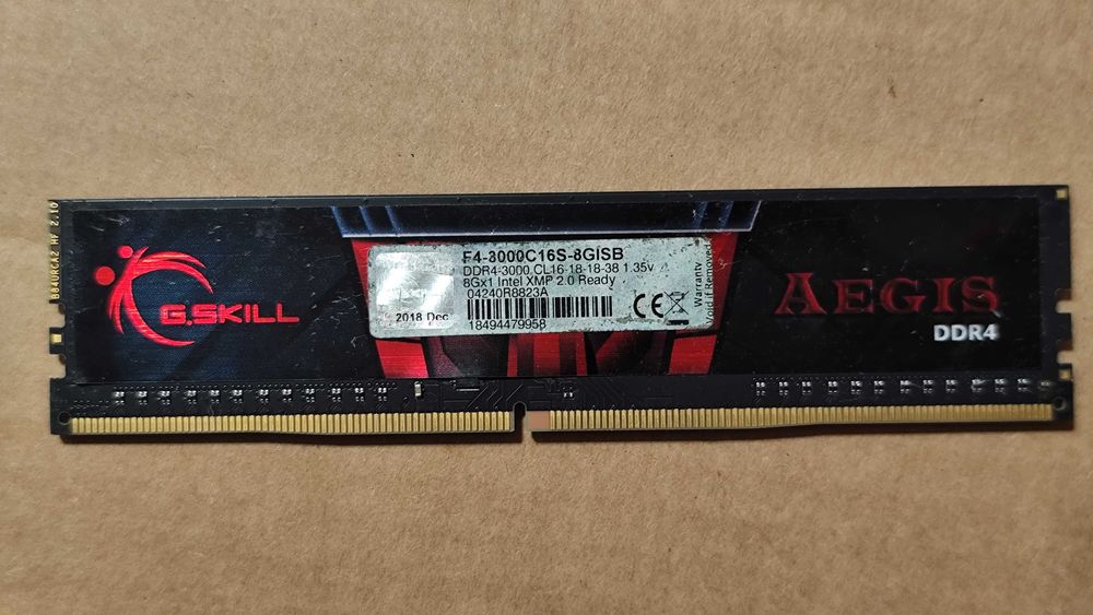 Pamięć RAM G.Skill Aegis DDR4 8GB 3000MHz CL16 F4-3000C16S-8GISB