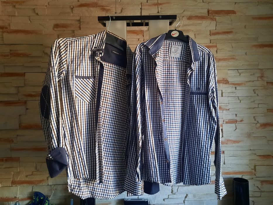 Koszula L w kratę długi rękaw elegancka solidna tanio prawie nowa