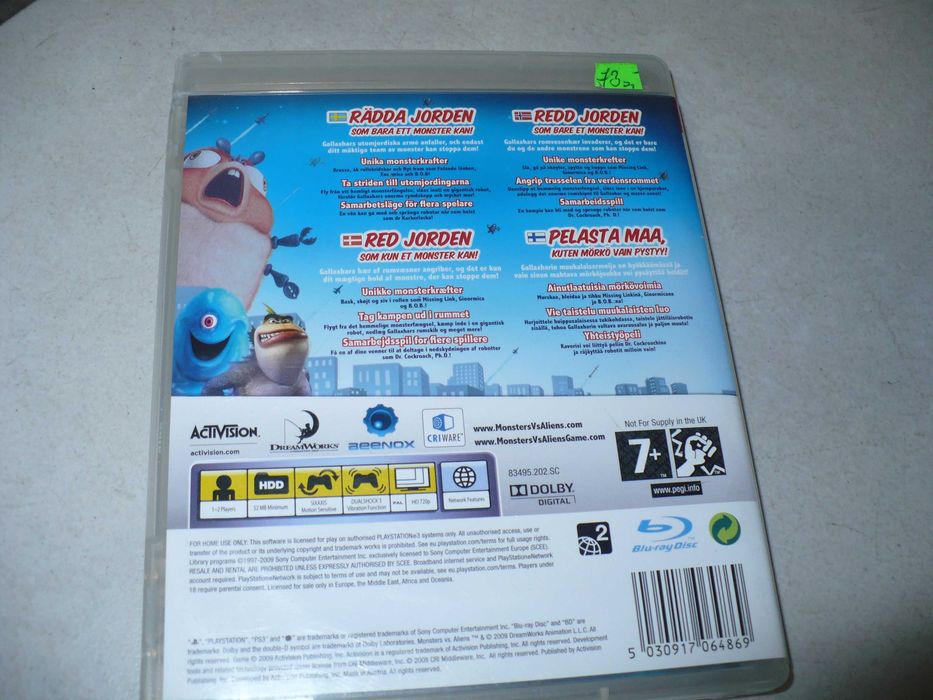 Na PS3,, Potwory Kontra Obcy''