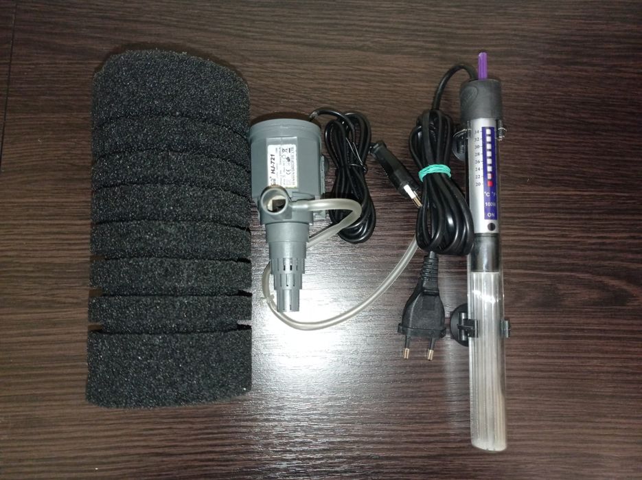 Фільтр-помпа з мочалкою та обігрівач