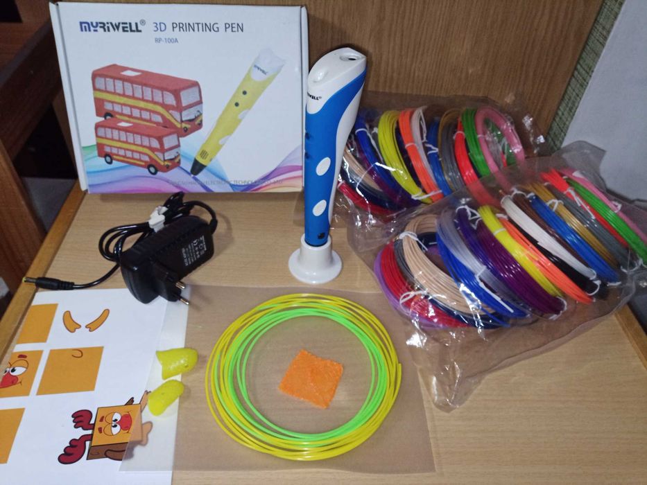 3D-ручка MYRIWELL RP-100A + 2 новых набора стержней по 20 цветов (ABS)