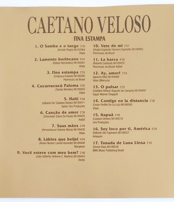 CD Caetano Veloso - Fina Estampa