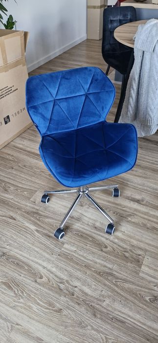 Krzesło obrotowe na kółkach welur granat
