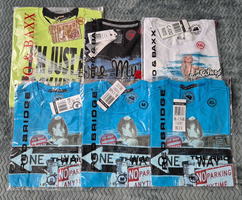 Likwidacja zestaw T-shirt meskie 6 Sztuk Cipo & Baxx Nowe