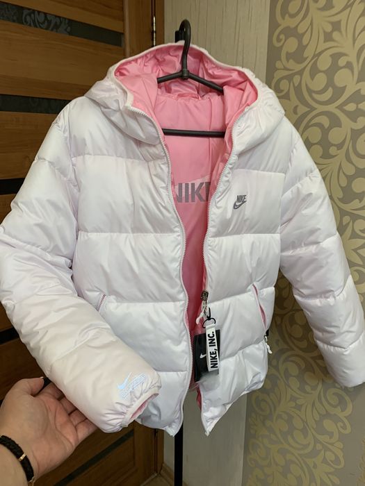 ПуховикNIKE,Білий Двухсторонний 104-152, L XS-M Найк104-152
