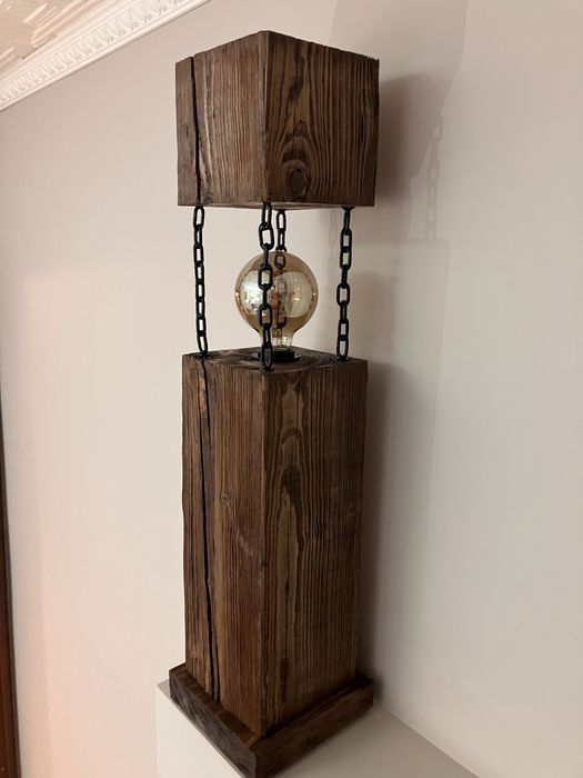 Lampa z drewna industrialna loft podłogowa