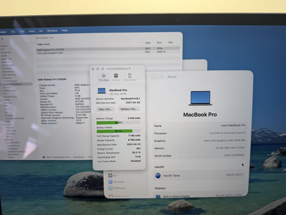 MacBook Pro 16’ 2019 Intel i9 32Gb RAM 1TB SSD