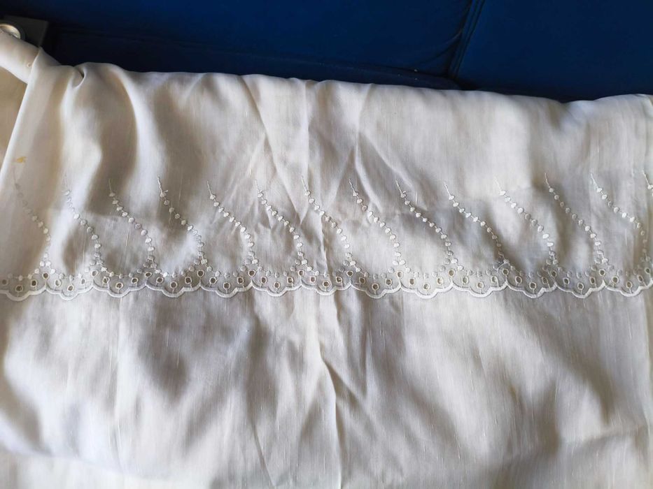 Cortinado Translúcido Branco com Bordado Richelieu - 175x200 cm