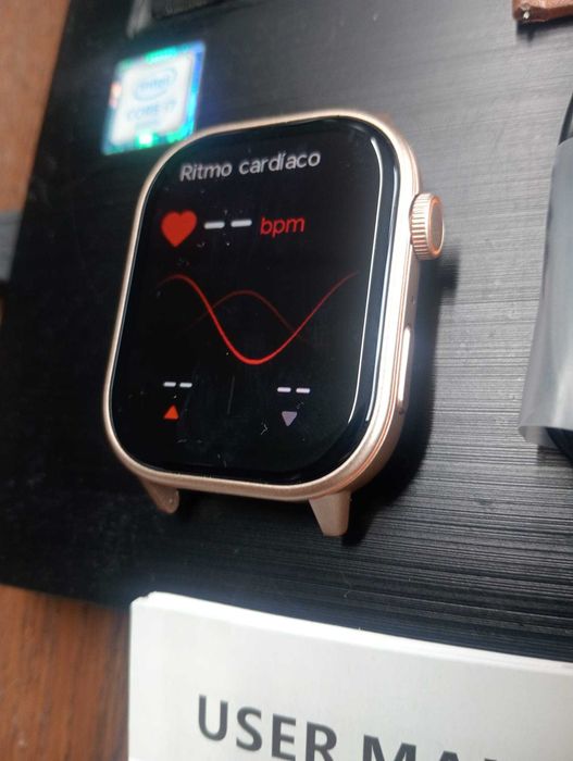 Smartwatch Guhuavmi QX17 – 3 Pulseiras Incluídas (Rosa, Couro e Dourada)