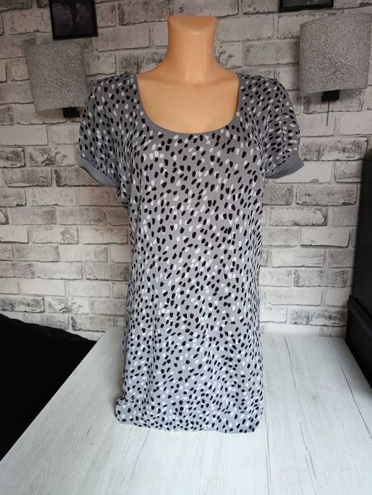 krótka elastyczna sukienka XL z dzianiny mini tunika dzianinowa szara