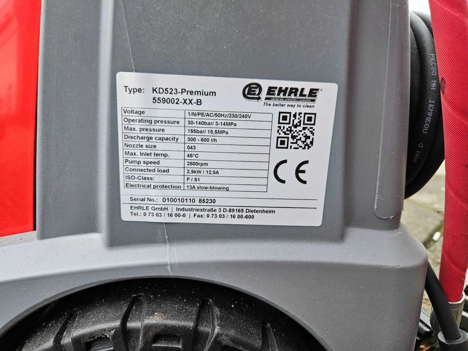 Zimnowodna myjka ciśnieniowa Ehrle 523 2X2 PREMIUM z bębnem