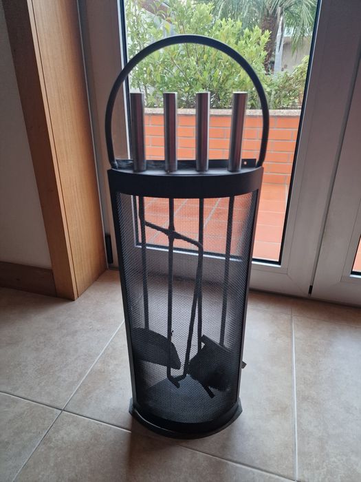 Conjunto utensílios de lareira em aço