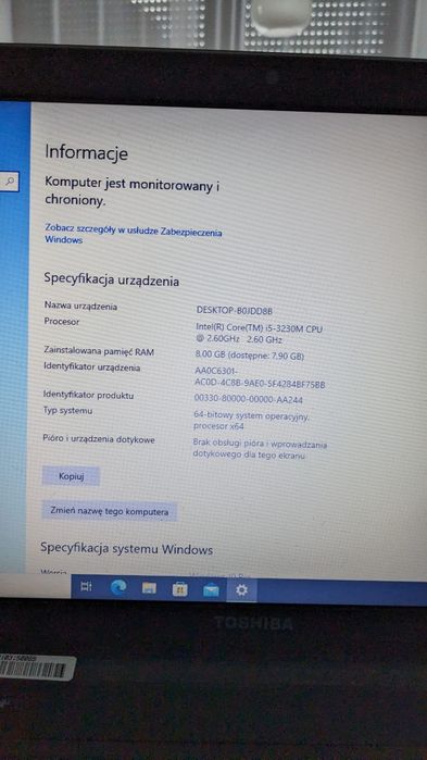 Laptop TOSHIBA Tecra R950 i5-321 0M 8/120 SSD kam