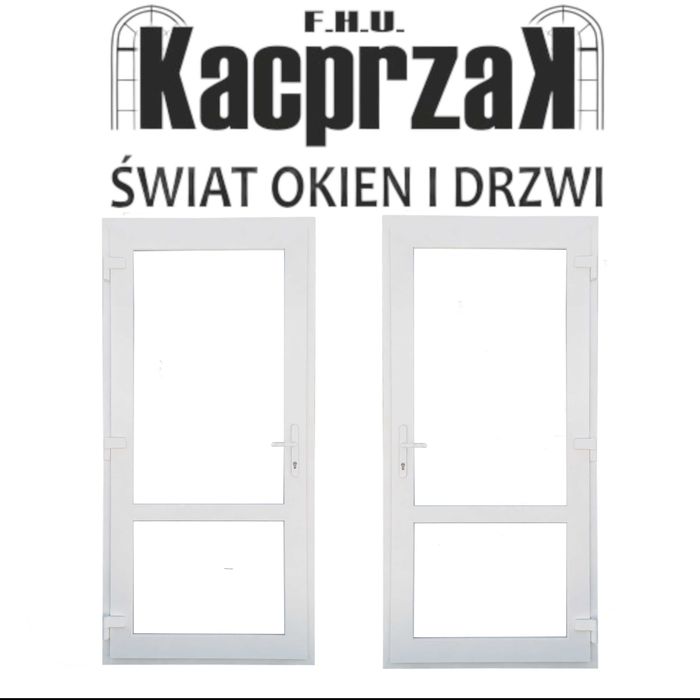 DRZWI Kacprzak 105x210 Drzwi ZEWNĘTRZNE szyba/szyba PCV Białe Lider OLX