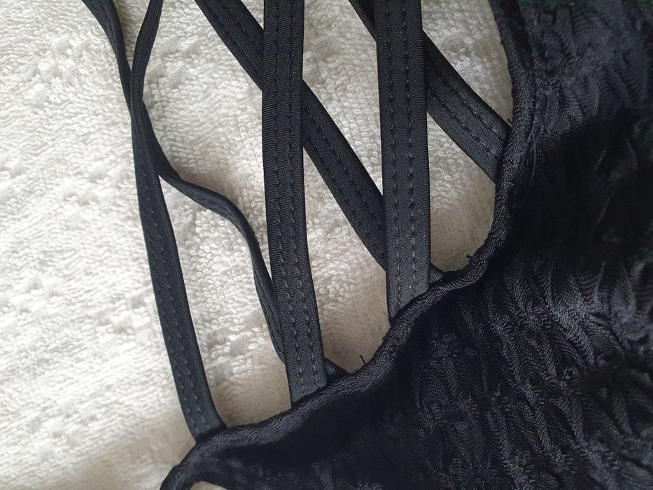 Zjawiskowe czarne bikini dwuczęściowy kostium kąpielowy