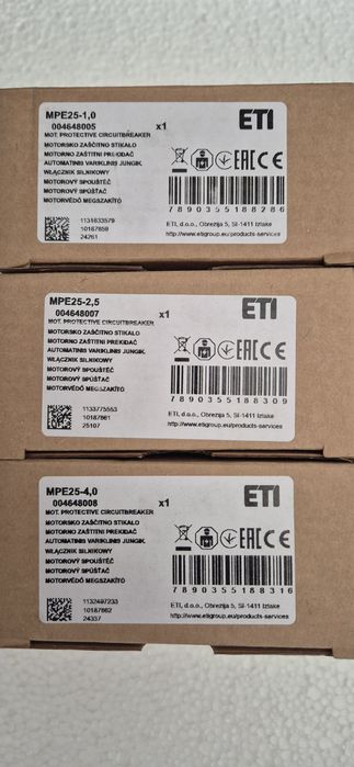 Автомат захисту двигуна ETI MPE 25 1a, 2.5A, 4A 6.3А 10А,