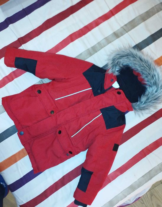 Kurtka zimowa narciarska parka Next 4 lata 104 czerwona