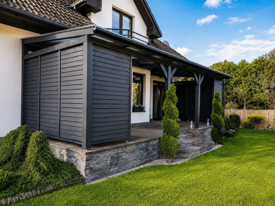 Pergola tarasowa Nowy Sącz | drewno BSH GL24 | zadaszenie