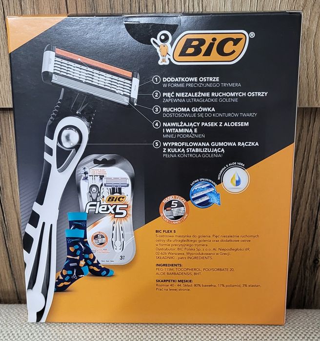 Nowy zestaw Bic flex 5 maszynka do golenia maszynki skarpety okazja ce