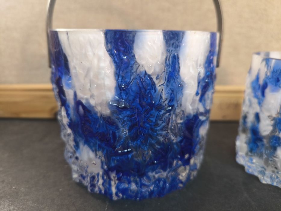Conjunto Balde de Gelo e Copo em Vidro Artístico