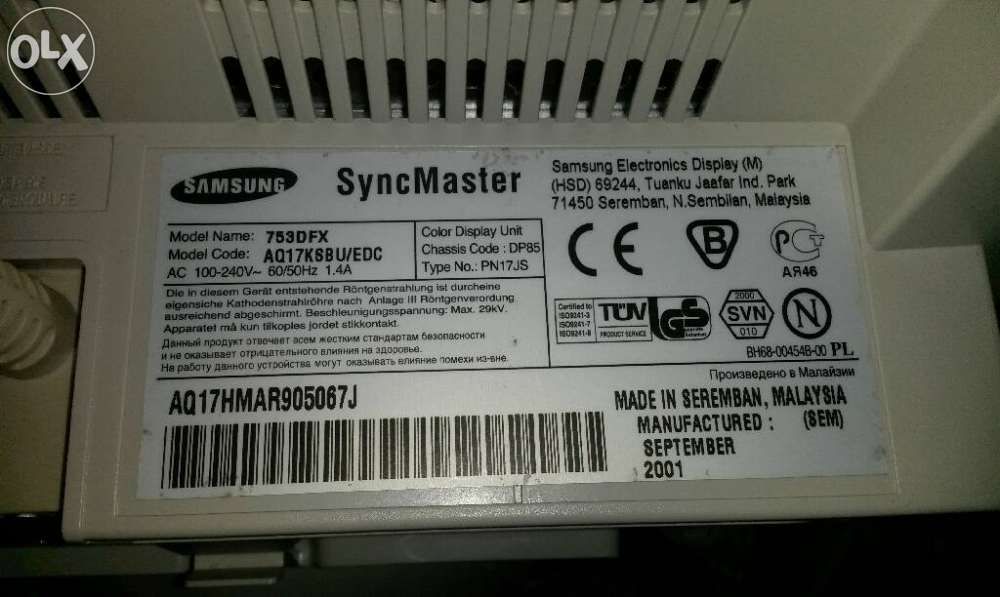 Samsung Monitor para computador 17 ecrã plano