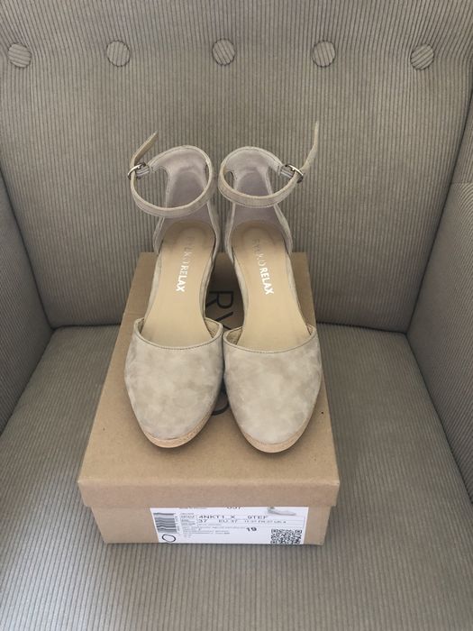 Espadryle zamszowe Ryłko relax 37 koturna
