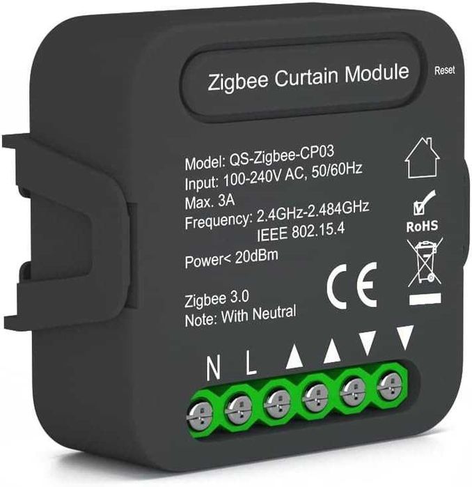 Módulo Interruptor Cortinas QS-Zigbee/WiFi Tuya | Zigbee 3.0 | Alexa | Google Home