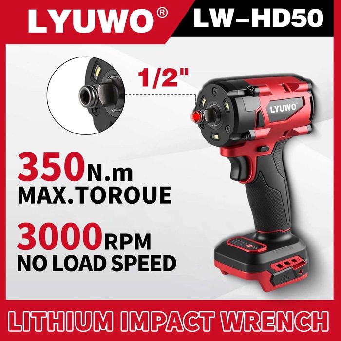 Klucz udarowy akumulatorowy LW-HD50 350Nm zam. Milwaukee, bat. Makita