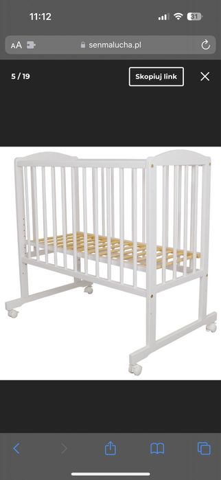 Kołyska łóżeczko na kólkach 90x40 sofa regulacja materac rucken