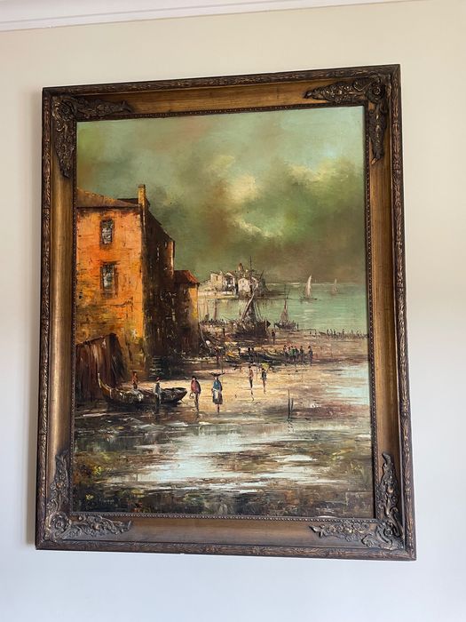 Pintura a óleo com moldura