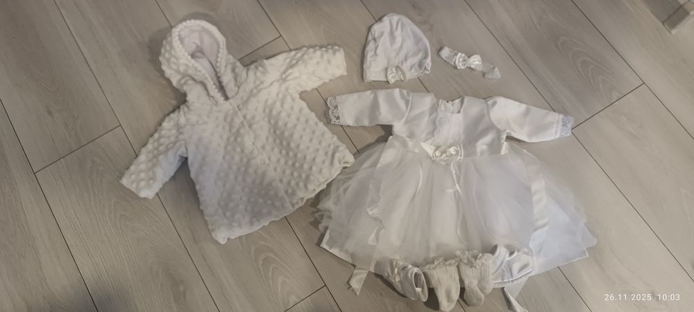 Komplet ubranek do Chrztu dziewczynka rozm. 68