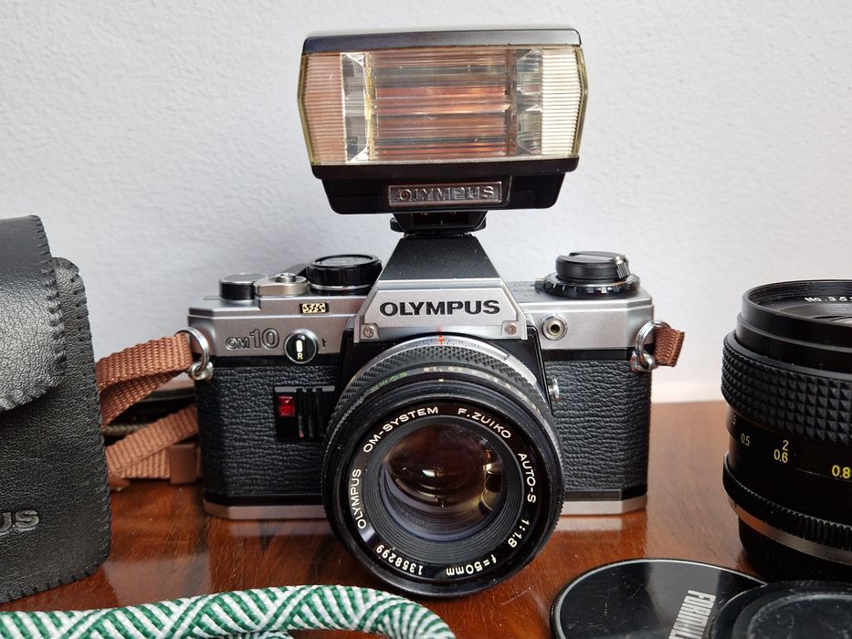 Aparat Analogowy Olympus OM10 Lampa Vintage Retro Klisze Kliszowy + Ob